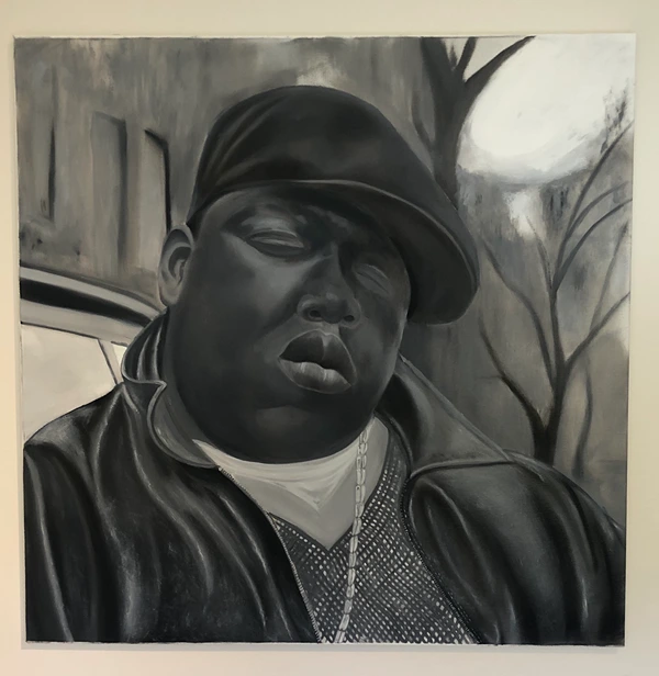 Biggie-Nicklas-Larenholtz-portratt Porträtt av Biggie Smalls i olja på kanvas av Nicklas Larenholtz